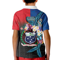 Samoa Kid Polo Shirt Humpback Whale Siapo Pattern