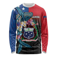 Samoa Long Sleeve Shirt Humpback Whale Siapo Pattern