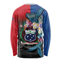 Samoa Long Sleeve Shirt Humpback Whale Siapo Pattern