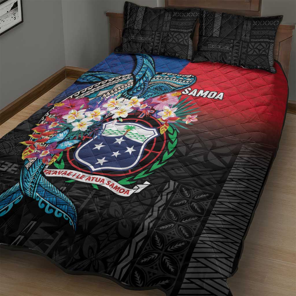 Samoa Quilt Bed Set Humpback Whale Siapo Pattern