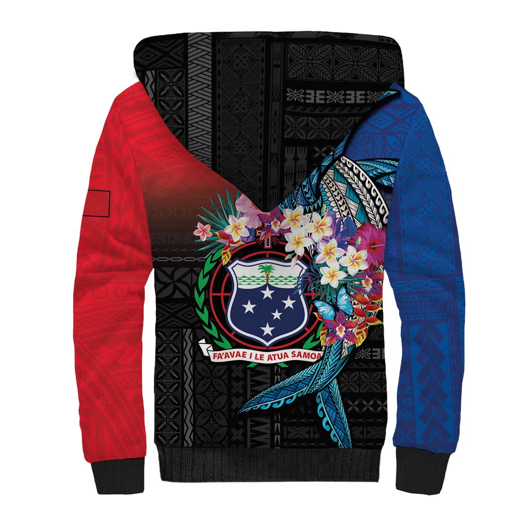 Samoa Sherpa Hoodie Humpback Whale Siapo Pattern