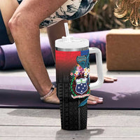 Samoa Tumbler With Handle Humpback Whale Siapo Pattern