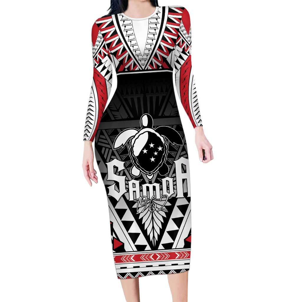 Samoa Independence Day Long Sleeve Bodycon Dress Proud To Be Samoan