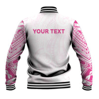 Personalised New Zealand Aotearoa Baseball Jacket Nurse Tribal Pink Version