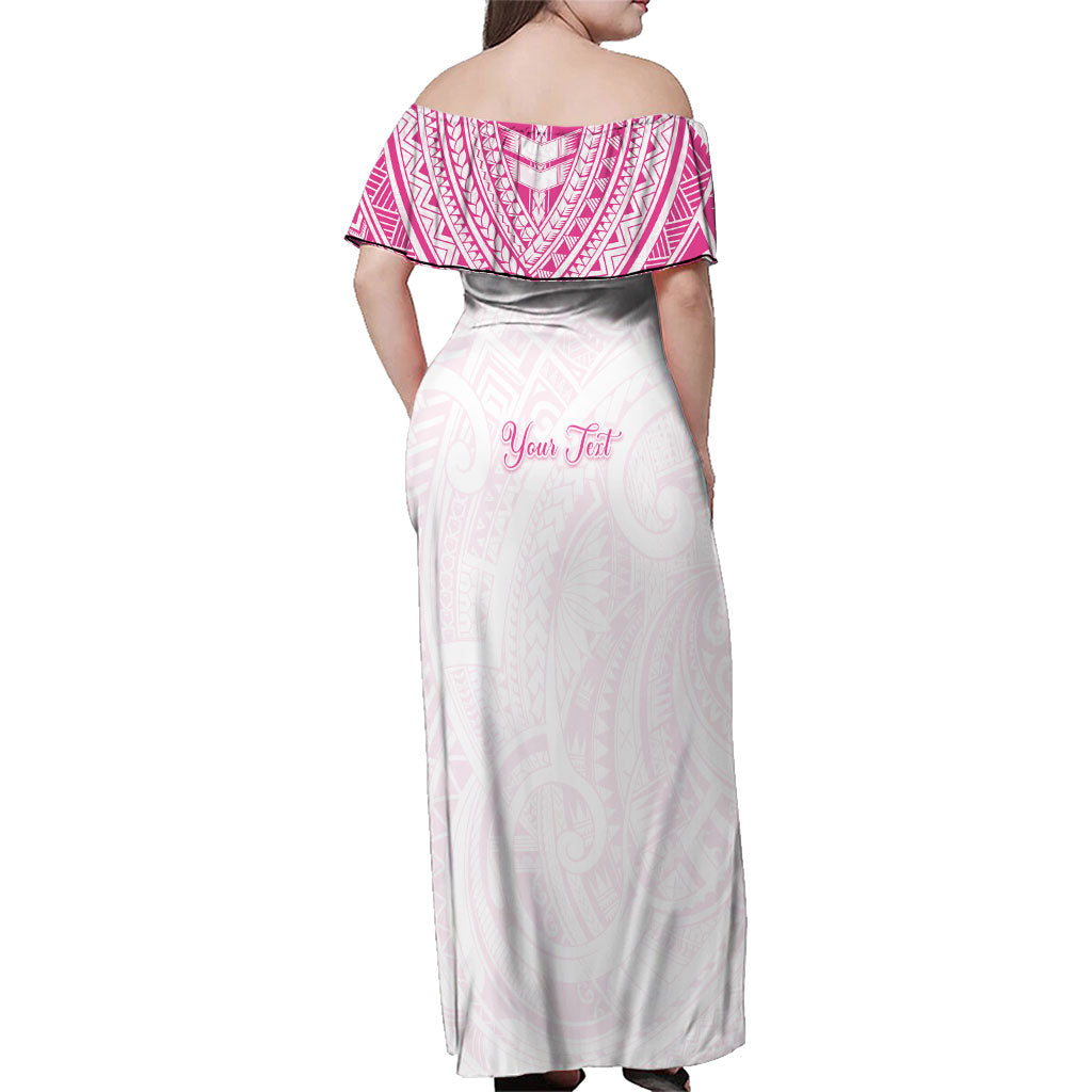 Personalised New Zealand Aotearoa Family Matching Off Shoulder Maxi Dress and Hawaiian Shirt Nurse Tribal Pink Version LT05 - Polynesian Pride