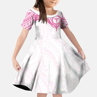 Personalised New Zealand Aotearoa Family Matching Tank Maxi Dress and Hawaiian Shirt Nurse Tribal Pink Version LT05 Daughter's Dress Pink - Polynesian Pride