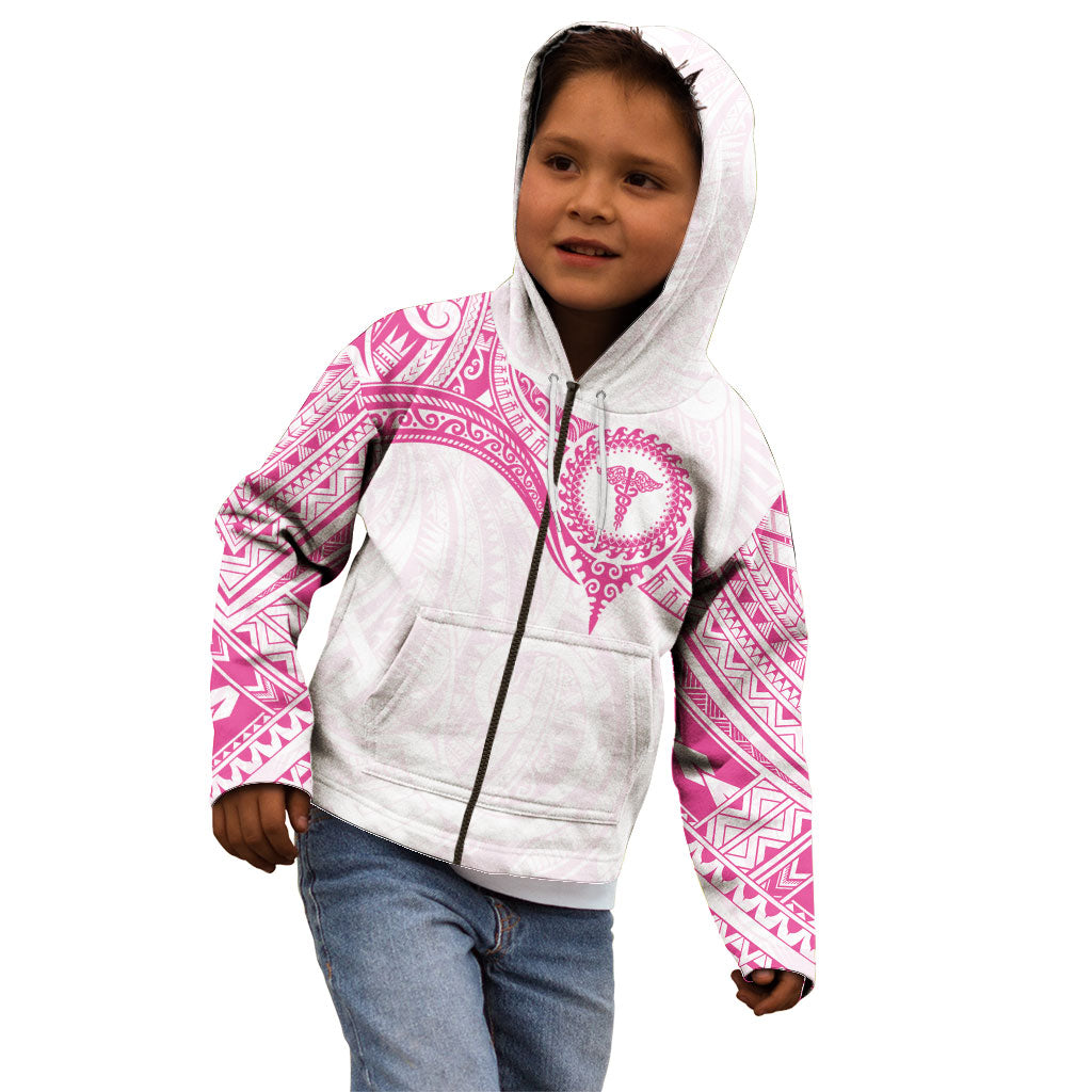 Personalised New Zealand Aotearoa Kid Hoodie Nurse Tribal Pink Version LT05 - Polynesian Pride