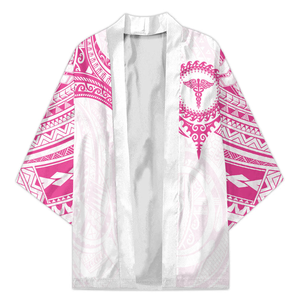 Personalised New Zealand Aotearoa Kimono Nurse Tribal Pink Version LT05 Unisex Pink - Polynesian Pride