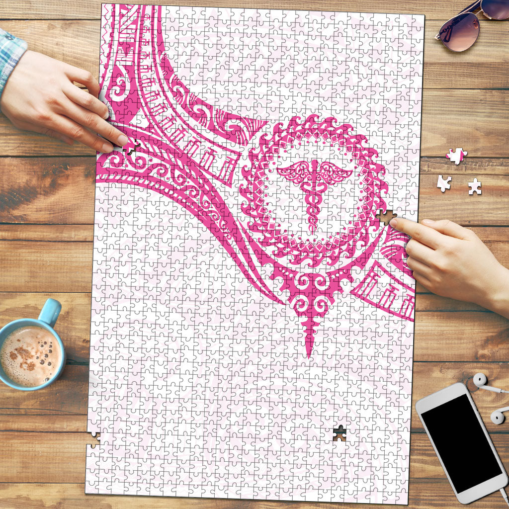 New Zealand Aotearoa Puzzle Nurse Tribal Pink Version