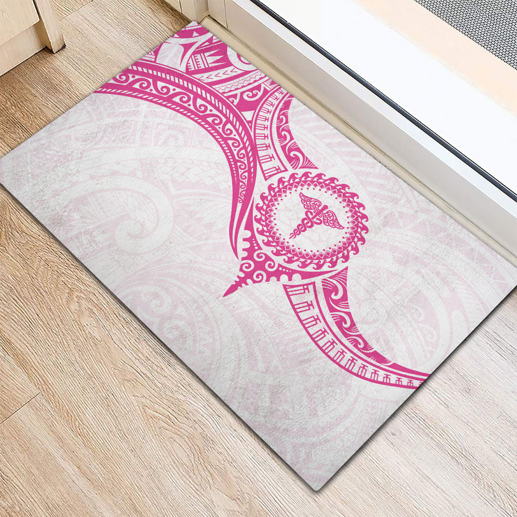 New Zealand Aotearoa Rubber Doormat Nurse Tribal Pink Version
