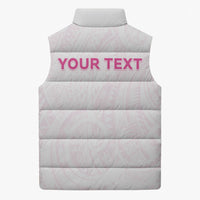 Personalised New Zealand Aotearoa Sleeveless Puffer Jacket Nurse Tribal Pink Version