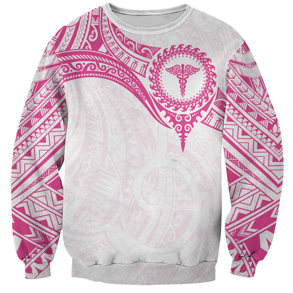 Personalised New Zealand Aotearoa Sweatshirt Nurse Tribal Pink Version