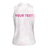 Personalised New Zealand Aotearoa Women Sleeveless Polo Shirt Nurse Tribal Pink Version
