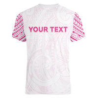 Personalised New Zealand Aotearoa Women V-Neck T-Shirt Nurse Tribal Pink Version