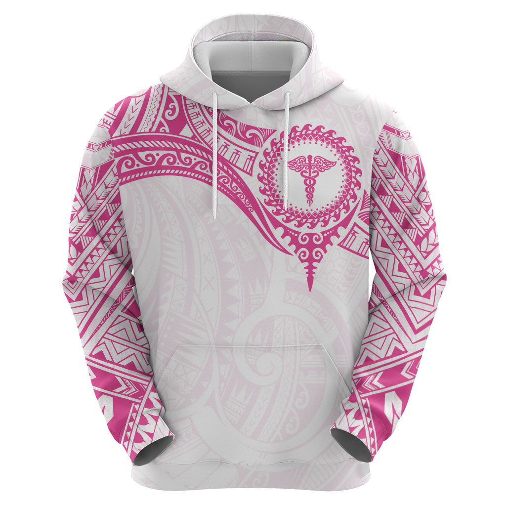 Personalised New Zealand Aotearoa Zip Hoodie Nurse Tribal Pink Version LT05 - Polynesian Pride