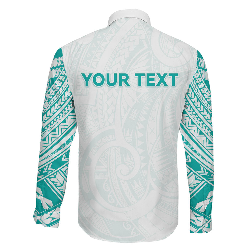 Personalised New Zealand Aotearoa Family Matching Long Sleeve Bodycon Dress and Hawaiian Shirt Nurse Tribal Teal Version LT05 - Polynesian Pride