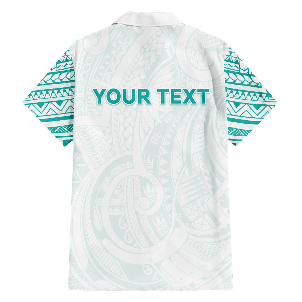 Personalised New Zealand Aotearoa Family Matching Off The Shoulder Long Sleeve Dress and Hawaiian Shirt Nurse Tribal Teal Version LT05 - Polynesian Pride
