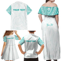 Personalised New Zealand Aotearoa Family Matching Off Shoulder Maxi Dress and Hawaiian Shirt Nurse Tribal Teal Version LT05 - Polynesian Pride