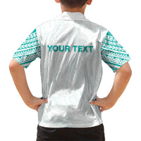 Personalised New Zealand Aotearoa Family Matching Off Shoulder Short Dress and Hawaiian Shirt Nurse Tribal Teal Version LT05 - Polynesian Pride