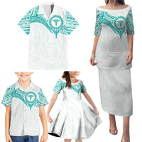 Personalised New Zealand Aotearoa Family Matching Puletasi and Hawaiian Shirt Nurse Tribal Teal Version LT05 - Polynesian Pride