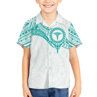 Personalised New Zealand Aotearoa Family Matching Puletasi and Hawaiian Shirt Nurse Tribal Teal Version LT05 Son's Shirt Teal - Polynesian Pride