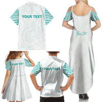 Personalised New Zealand Aotearoa Family Matching Summer Maxi Dress and Hawaiian Shirt Nurse Tribal Teal Version LT05 - Polynesian Pride