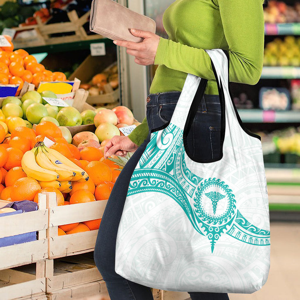 New Zealand Aotearoa Grocery Bag Nurse Tribal Teal Version