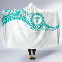 New Zealand Aotearoa Hooded Blanket Nurse Tribal Teal Version