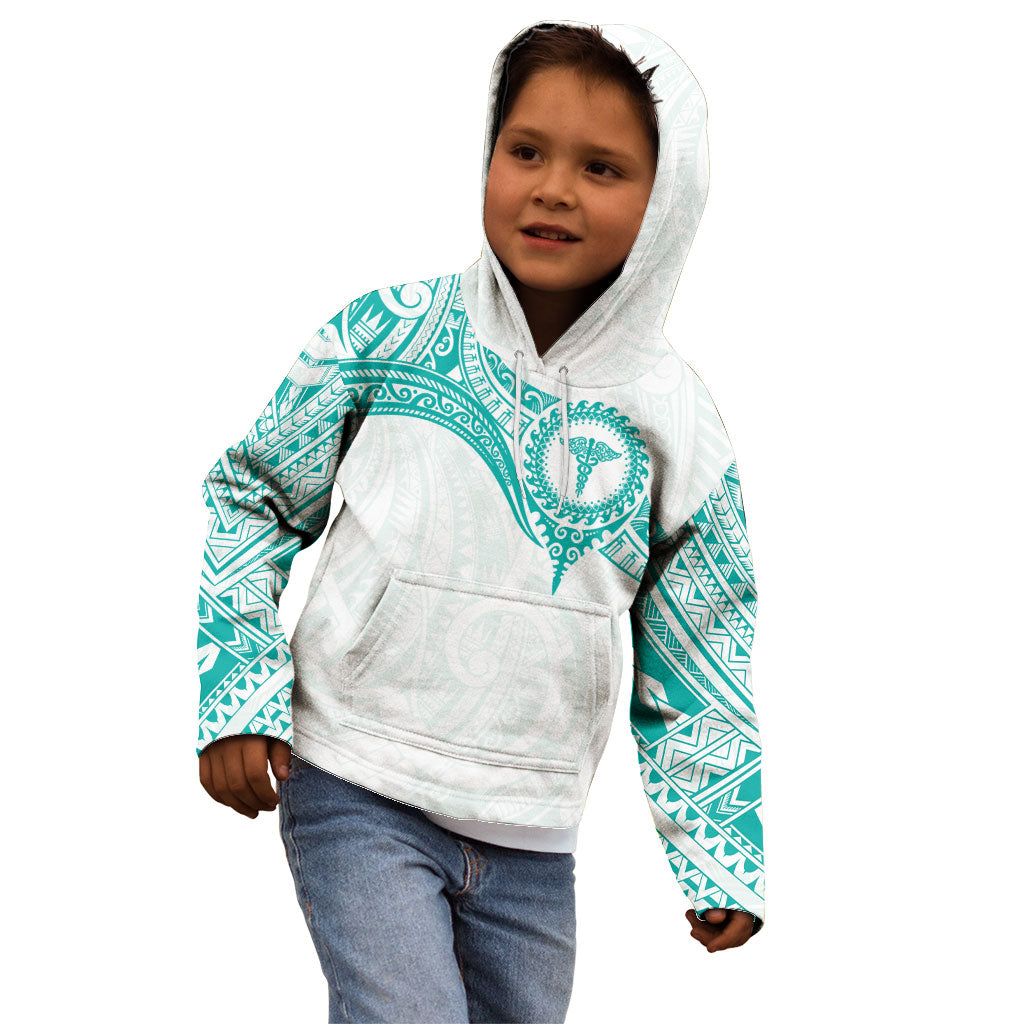 Personalised New Zealand Aotearoa Kid Hoodie Nurse Tribal Teal Version LT05 - Polynesian Pride