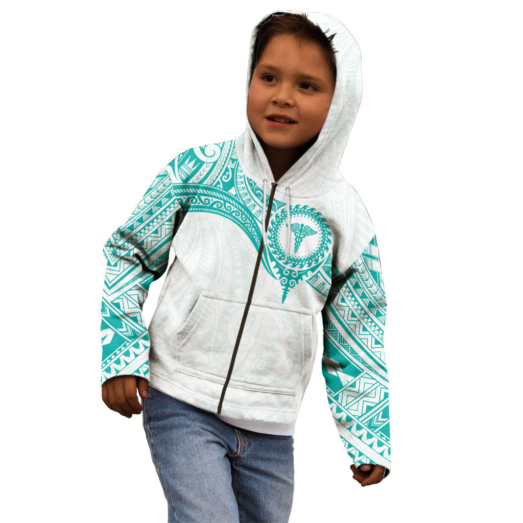 Personalised New Zealand Aotearoa Kid Hoodie Nurse Tribal Teal Version LT05 - Polynesian Pride