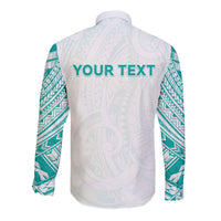 Personalised New Zealand Aotearoa Long Sleeve Button Shirt Nurse Tribal Teal Version