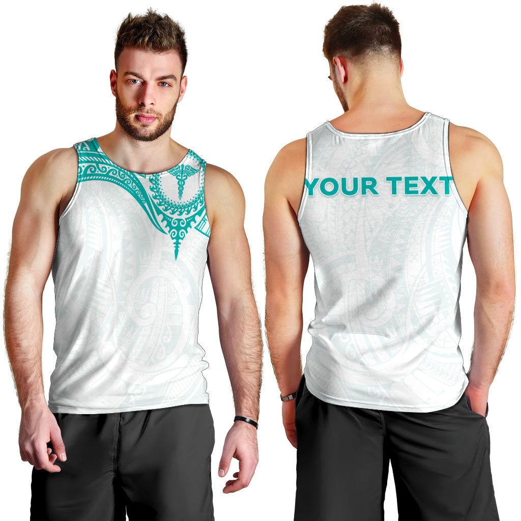 Personalised New Zealand Aotearoa Men Tank Top Nurse Tribal Teal Version