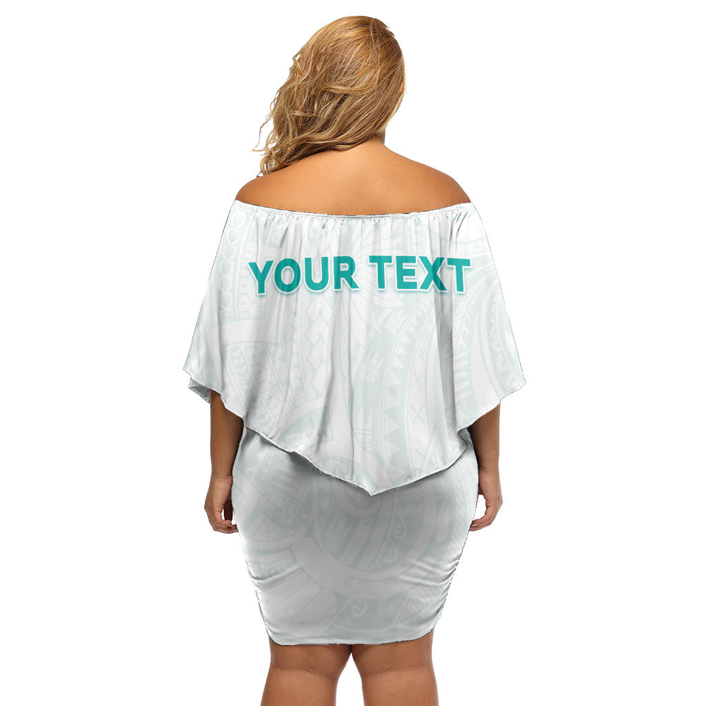Personalised New Zealand Aotearoa Off Shoulder Short Dress Nurse Tribal Teal Version LT05 - Polynesian Pride