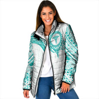 Personalised New Zealand Aotearoa Padded Jacket Nurse Tribal Teal Version