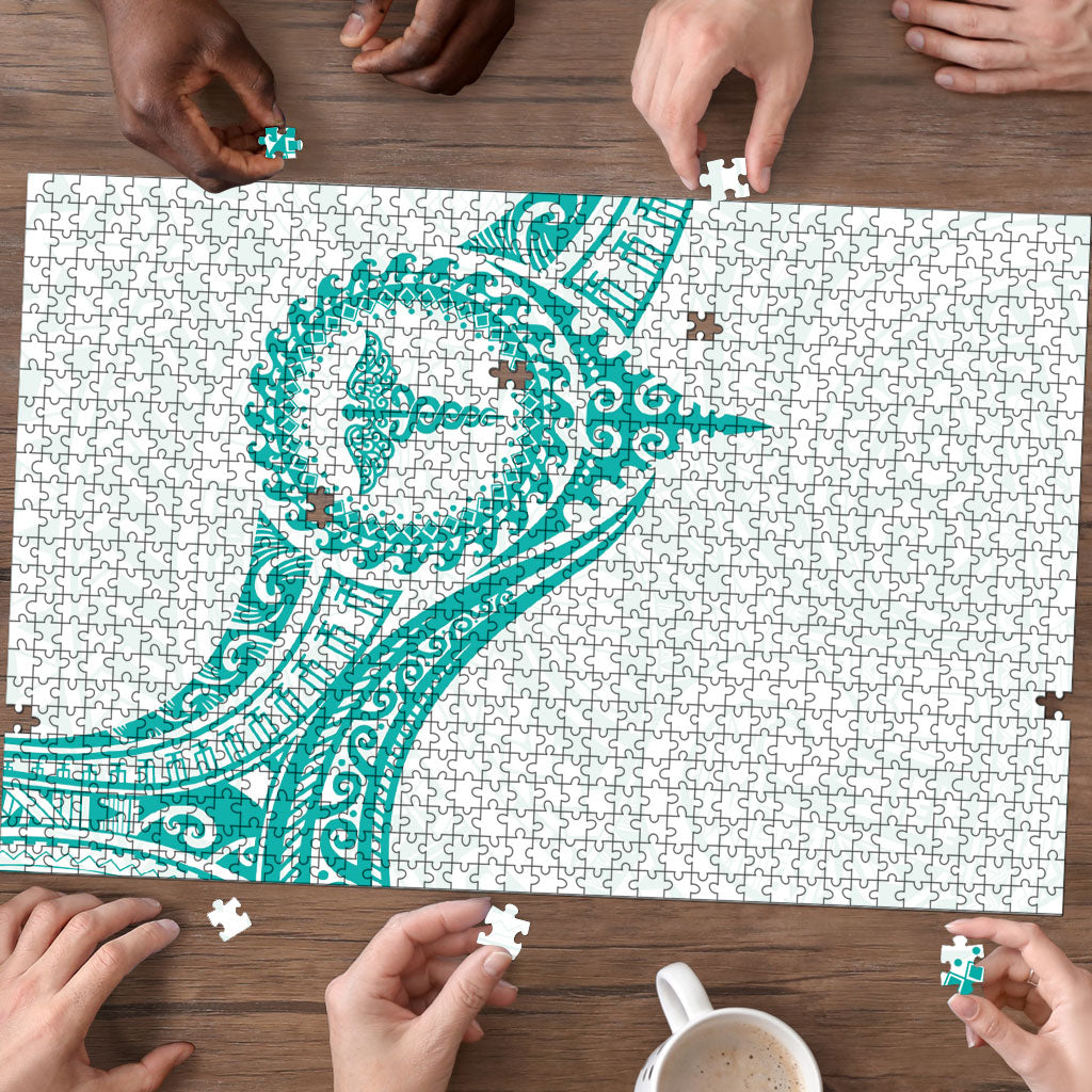 New Zealand Aotearoa Puzzle Nurse Tribal Teal Version