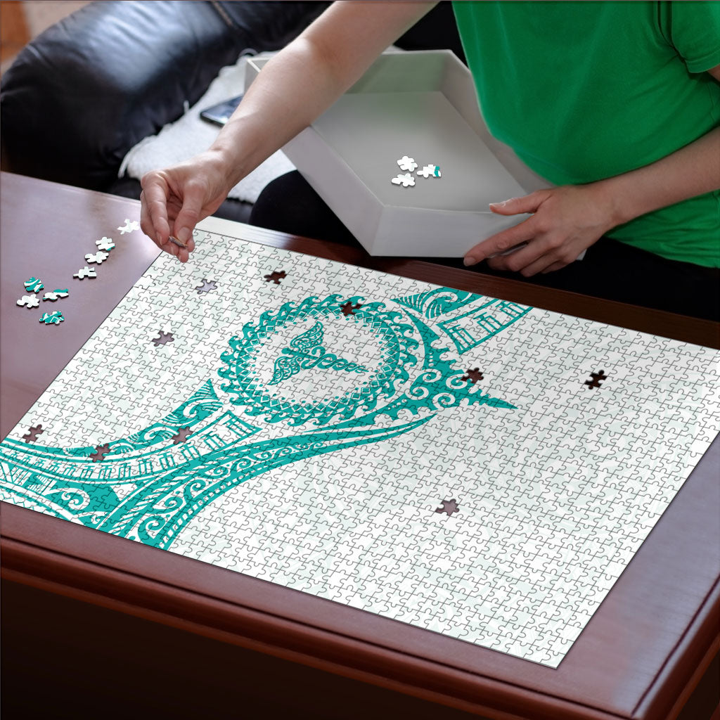 New Zealand Aotearoa Puzzle Nurse Tribal Teal Version