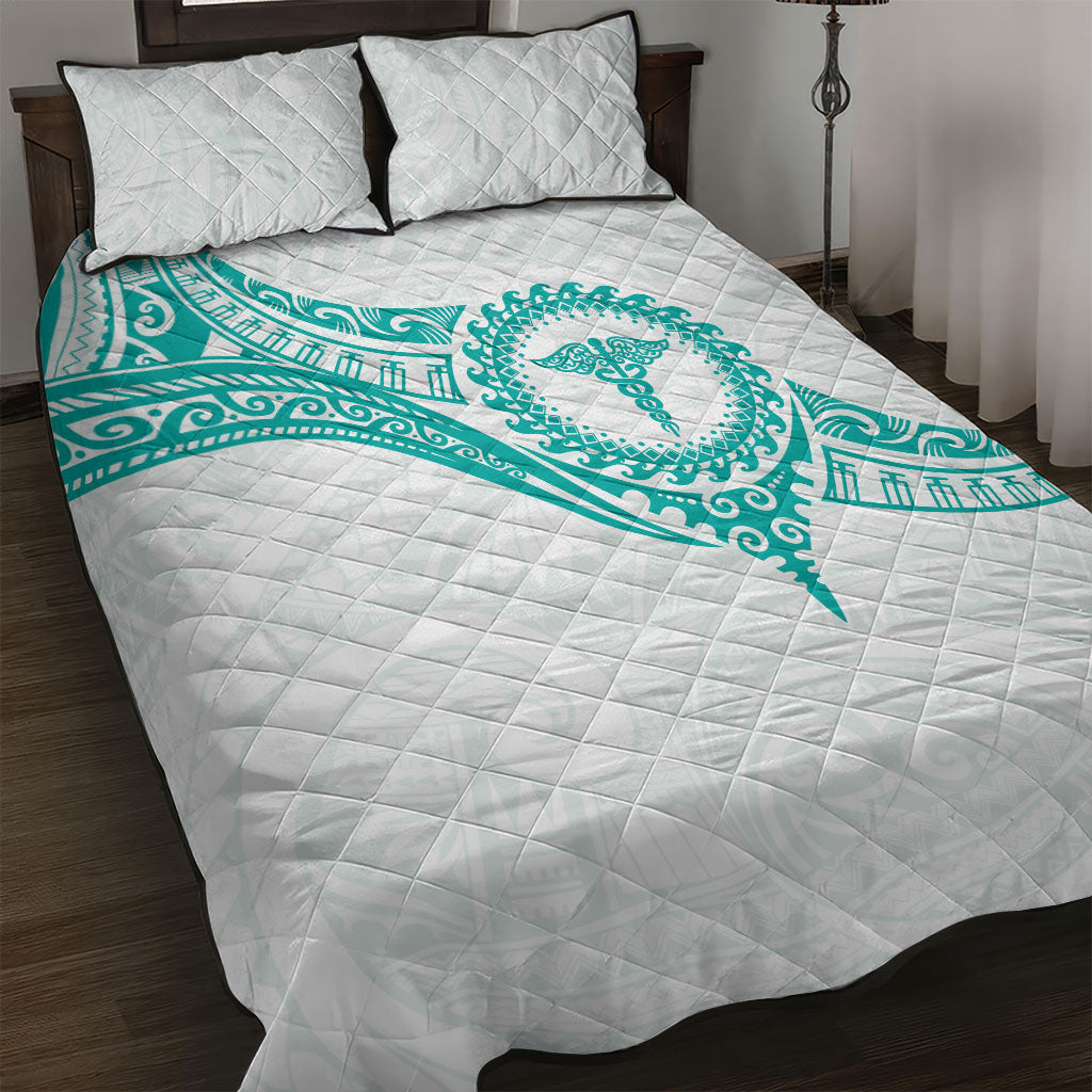 New Zealand Aotearoa Quilt Bed Set Nurse Tribal Teal Version LT05 Teal - Polynesian Pride
