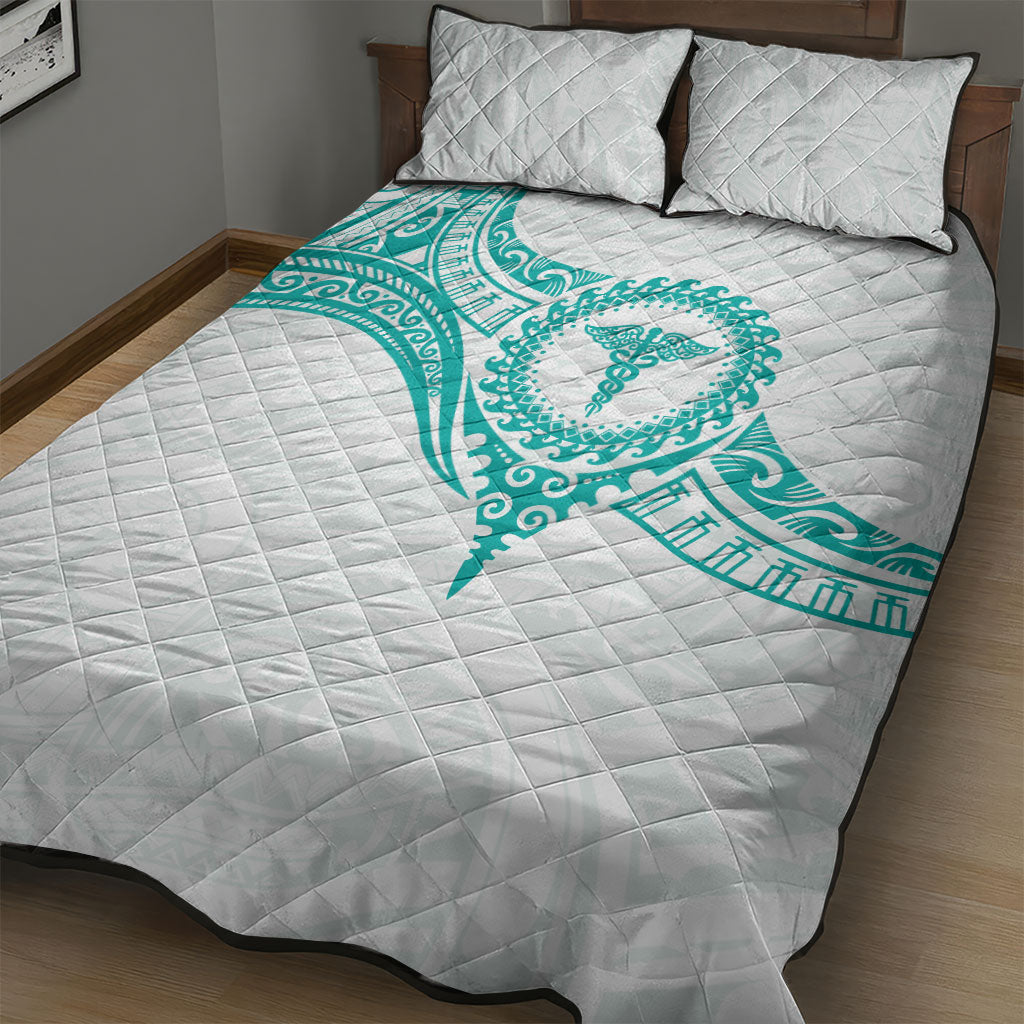 New Zealand Aotearoa Quilt Bed Set Nurse Tribal Teal Version LT05 - Polynesian Pride