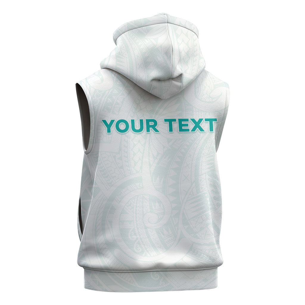 Personalised New Zealand Aotearoa Sleeveless Hoodie Nurse Tribal Teal Version LT05 - Polynesian Pride