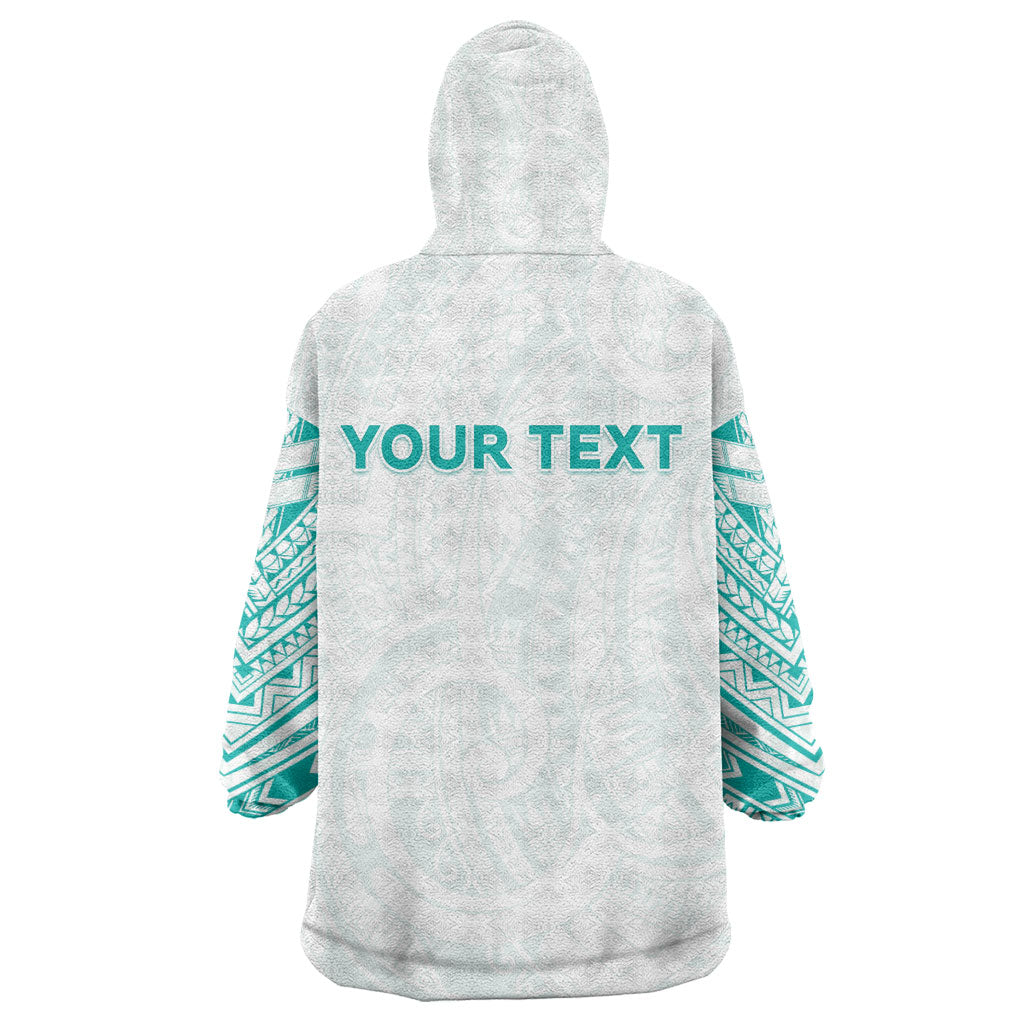 Personalised New Zealand Aotearoa Wearable Blanket Hoodie Nurse Tribal Teal Version LT05 - Polynesian Pride