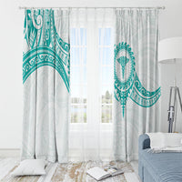 New Zealand Aotearoa Window Curtain Nurse Tribal Teal Version