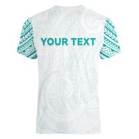 Personalised New Zealand Aotearoa Women V-Neck T-Shirt Nurse Tribal Teal Version LT05 - Polynesian Pride