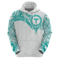 Personalised New Zealand Aotearoa Zip Hoodie Nurse Tribal Teal Version