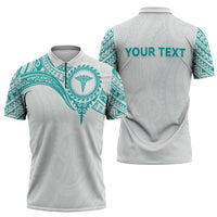 Personalised New Zealand Aotearoa Zipper Polo Shirt Nurse Tribal Teal Version LT05 - Polynesian Pride