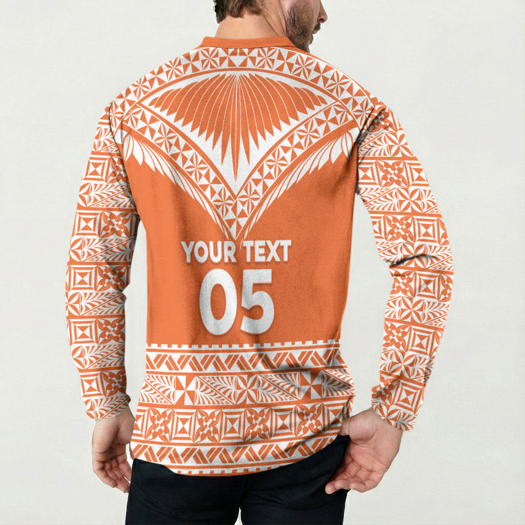 Personalised Tonga Tailulu College Button Sweatshirt Tongan Kupesi Pattern