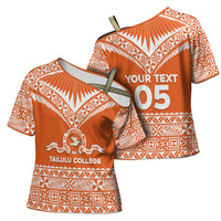 Personalised Tonga Tailulu College Cross Shoulder Shirt Tongan Kupesi Pattern LT05 - Polynesian Pride