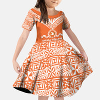 Personalised Tonga Tailulu College Family Matching Long Sleeve Bodycon Dress and Hawaiian Shirt Tongan Kupesi Pattern
