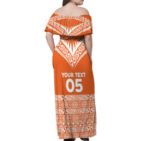 Personalised Tonga Tailulu College Family Matching Off Shoulder Maxi Dress and Hawaiian Shirt Tongan Kupesi Pattern LT05 - Polynesian Pride