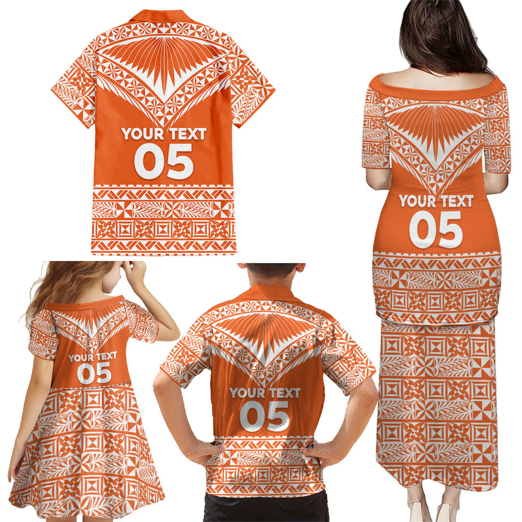 Personalised Tonga Tailulu College Family Matching Puletasi and Hawaiian Shirt Tongan Kupesi Pattern LT05 - Polynesian Pride