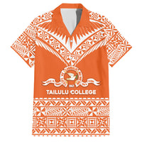 Personalised Tonga Tailulu College Family Matching Summer Maxi Dress and Hawaiian Shirt Tongan Kupesi Pattern LT05 Dad's Shirt - Short Sleeve Orange - Polynesian Pride